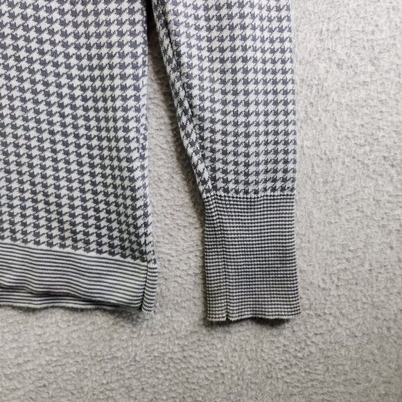 Cold Method Sweater Mens XL Gray Houndstooth Silk Blend V Neck Preppy College - Picture 3 of 14
